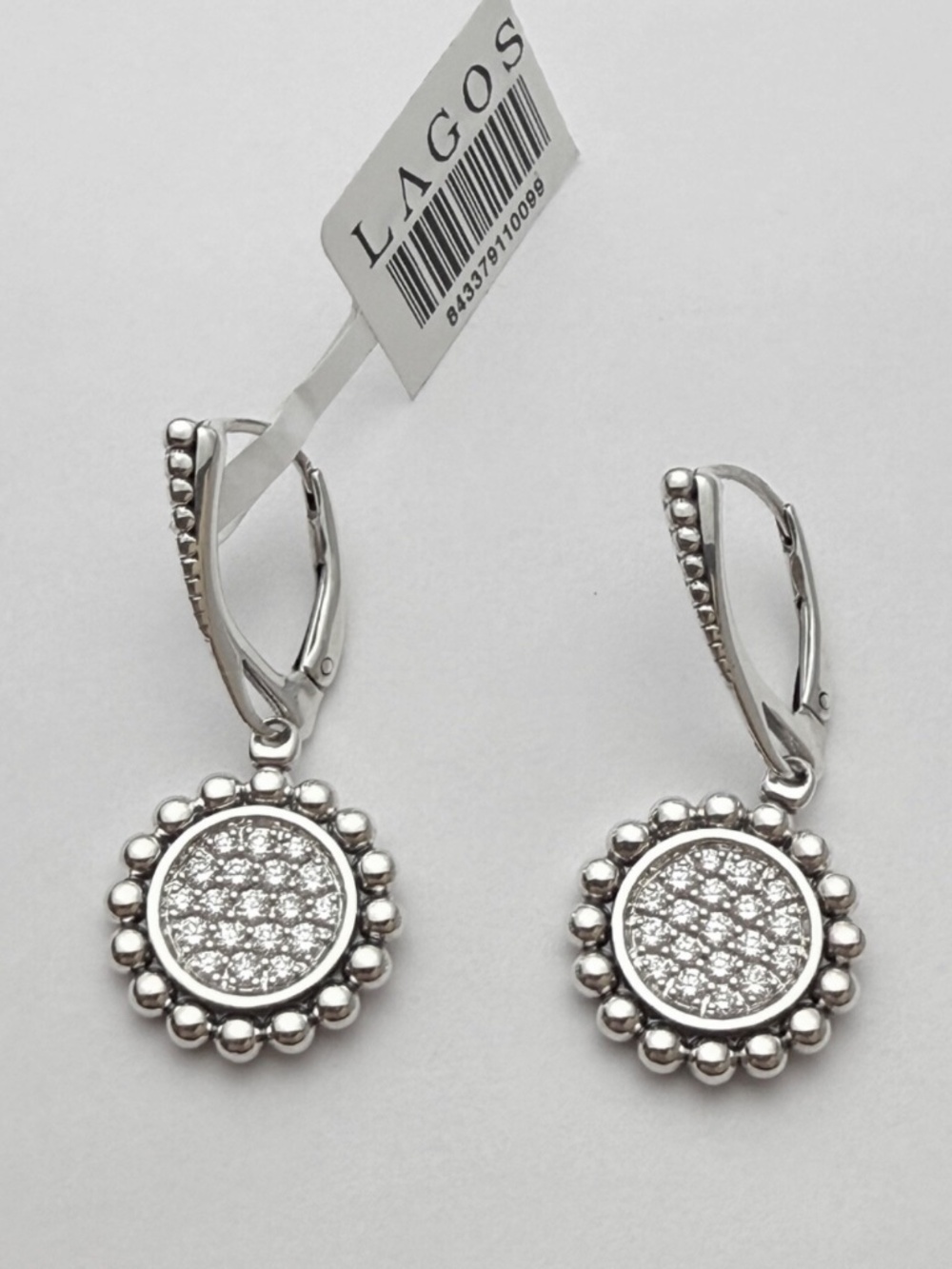 LAGOS Caviar Spark Circle Diamond Drop Earrings in Sterling Silver
